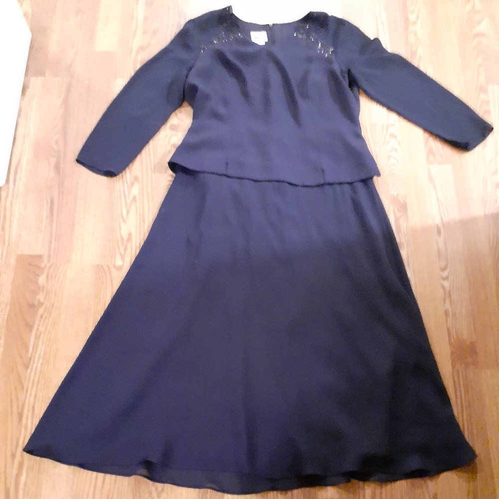 Leslie Fay Evening Navy Blue Dress